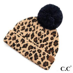 Leopard Pint C.C. Beanie with Pom